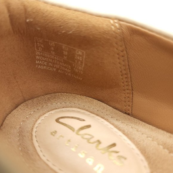 Clarks Womens Ballet Flats Sz 8 M Tan Leather Slip On Chic Comfort Shoes - Picture 8 of 9